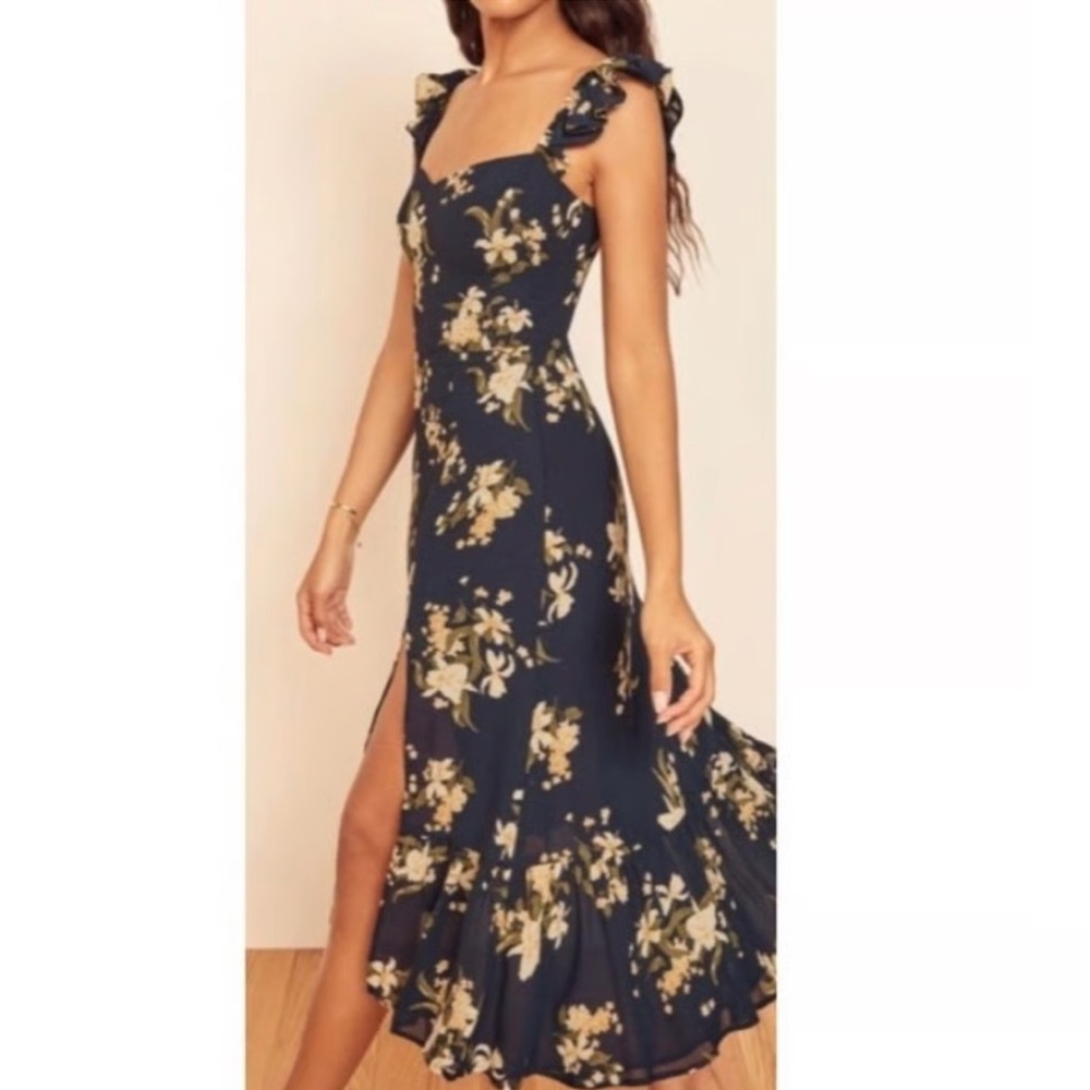 Reformation Bondi Midi Dress Navy Floral
